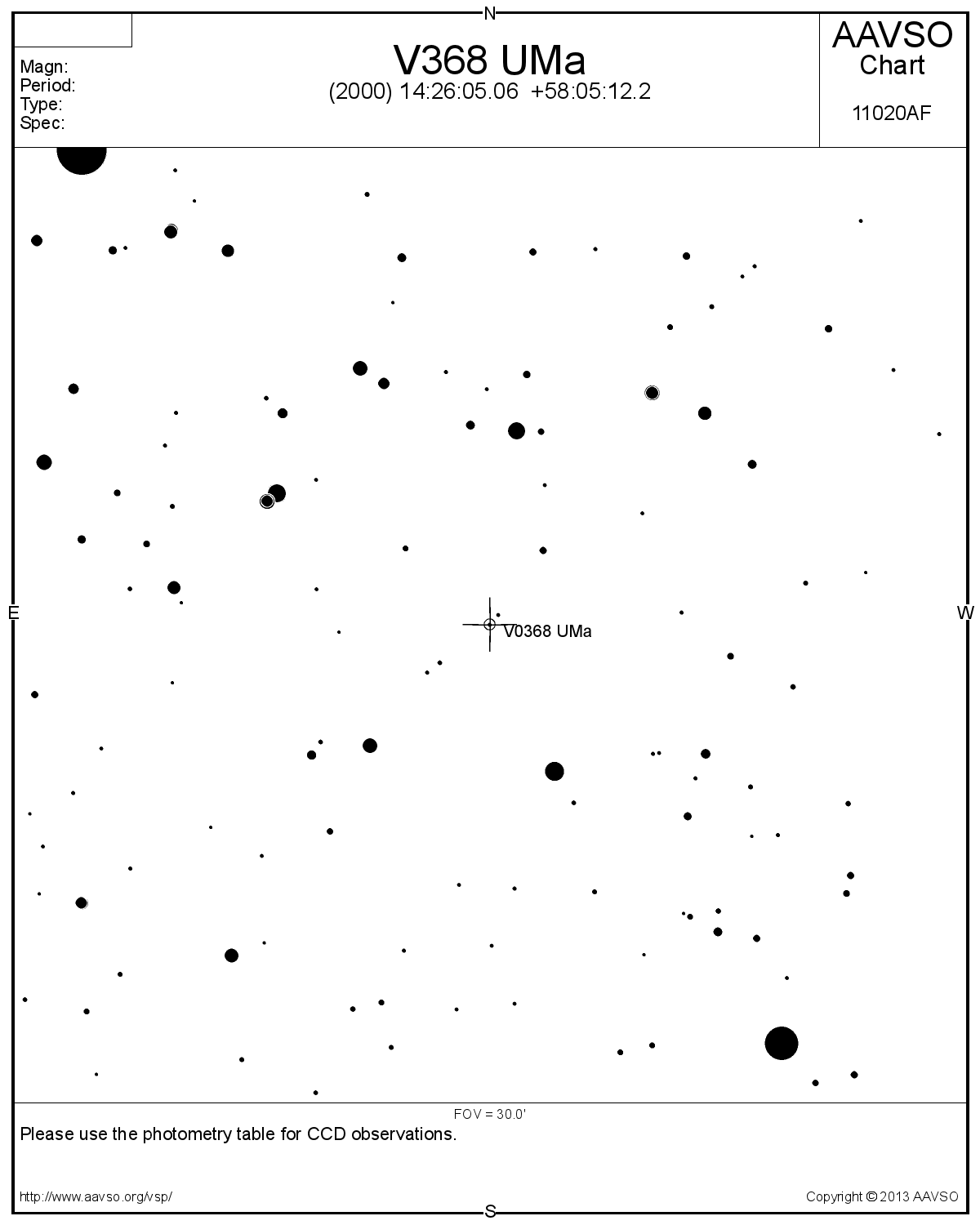 V368 UMa. Från AAVSO.