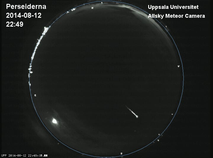 En vacker och ljus Perseid från kvällen den 12 augusti.