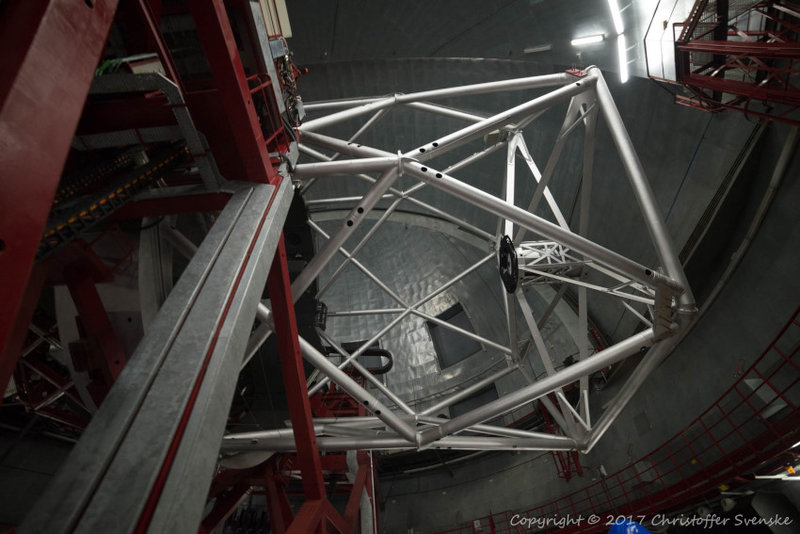 Här syns GTC och den beryktade sekundärspegeln i beryllium. Kostar förmodligen mer pengar än vag jag någonsin kommer att tjäna totalt under min livstid. Gran Telescopio Canarias.
